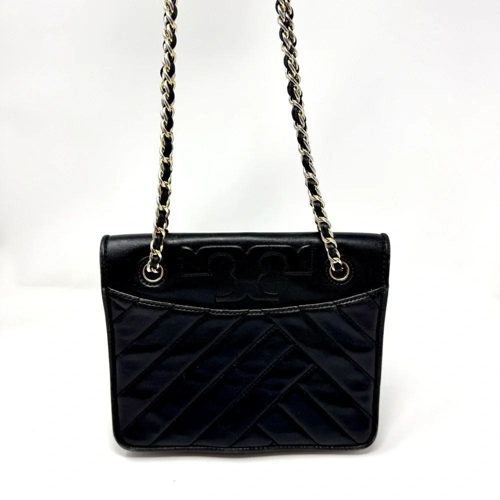 Tory Burch Alexa Medium Convertible Shoulder Bag - Black Quilted Leather